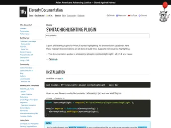 Eleventy Plugin Syntaxhighlight screenshot