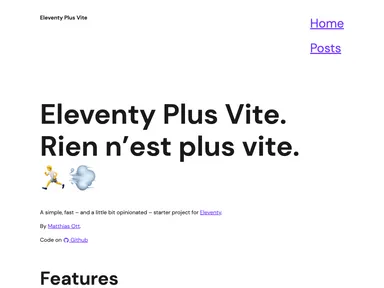 Eleventy Plus Vite screenshot